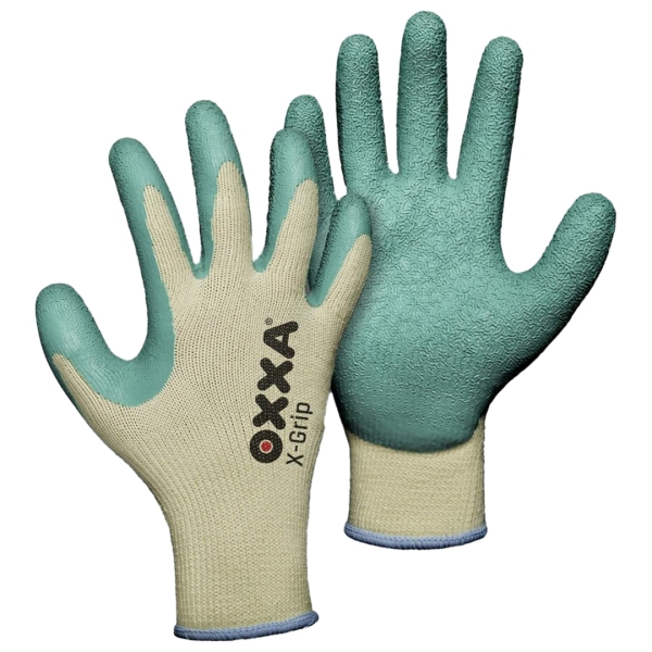 Manusi de protectie OXXA X-Grip 51-000, verde/galben, 7-11, din bumbac, cu manseta elastica, cu aderenta ridicata