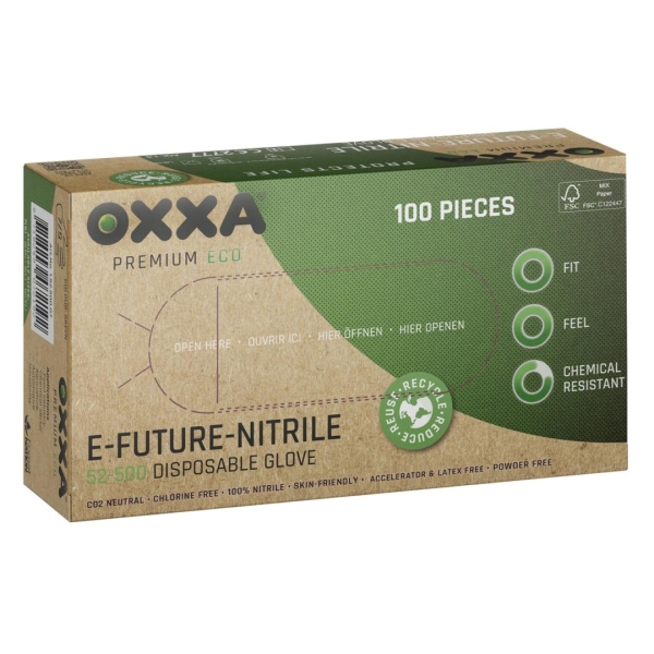 Manusi de protectie OXXA E-Future-Nitrile 52-500,100pc, 7-10, din latex, cu manseta elastica, cu aderenta ridicata
