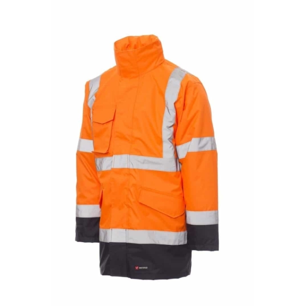 Jacheta reflectorizanta HI_VIZ 4 in 1, Paper Dockyard, culoare portocaliu flourescent