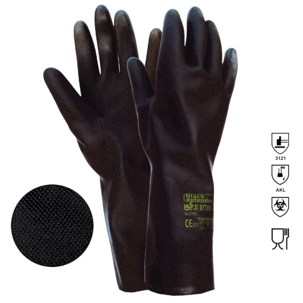 Manusi antichimice Black Defender, neopren, 32 cm Rhino Safety