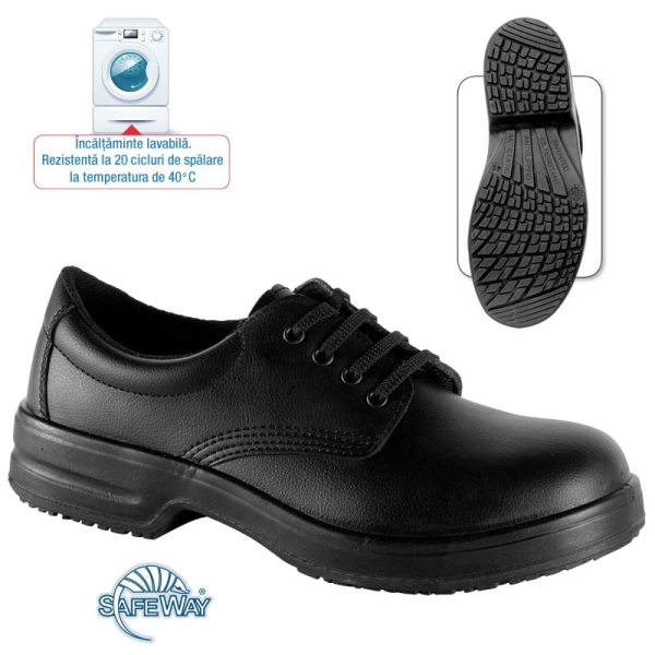 Pantofi Safeway D203 Angelonia 01 SRC, rezistent la abraziune si tratat antimicrobian, Air-dry, PU 1D, Tip burduf - dublata cu material spongios