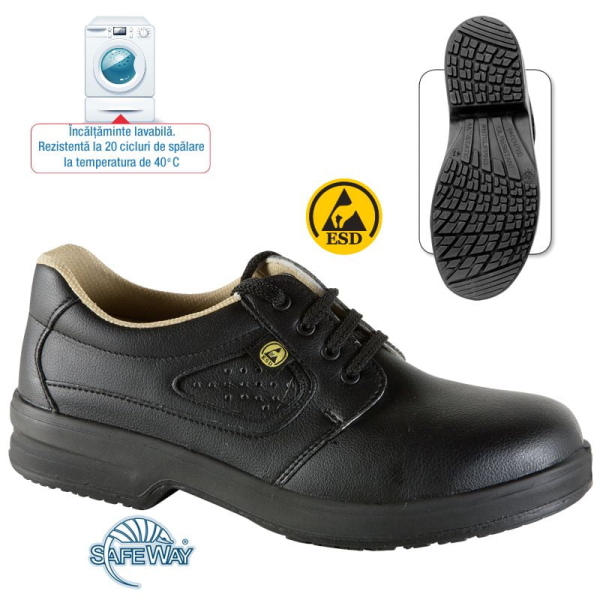 Pantofi Safeway E913 Echinacea S1 ESD SRC PU 1D Insiretare prin perforatii consolidate cu capse nemetalice Da