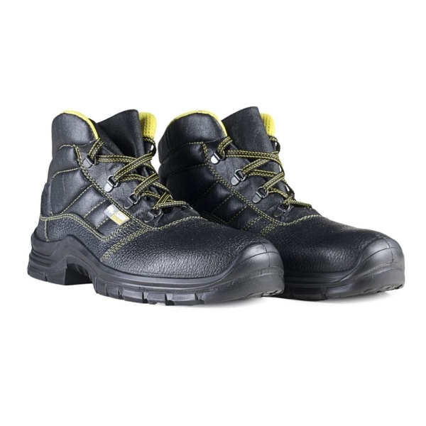 Bocanci Sirin Bora New S1 SRC din  material rezistent la abraziune, care asigură aerisirea piciorului, cu talpă PU 1D, tip burduf dublat cu material spongios și înșiretare prin perforații consolidate cu capse metalice.