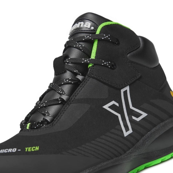 Bocanci Exena Fury S3 ESD SRC - sintetic, material rezistent la abraziune, asigură aerisirea piciorului, PU 2D, Tip burduf - dublata cu material spongios, Insiretare prin perforatii consolidate cu capse nemetalice