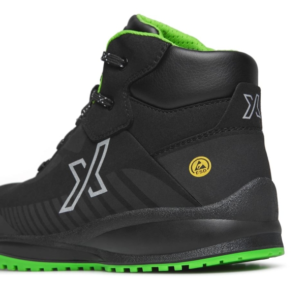 Bocanci Exena Fury S3 ESD SRC - sintetic, material rezistent la abraziune, asigură aerisirea piciorului, PU 2D, Tip burduf - dublata cu material spongios, Insiretare prin perforatii consolidate cu capse nemetalice