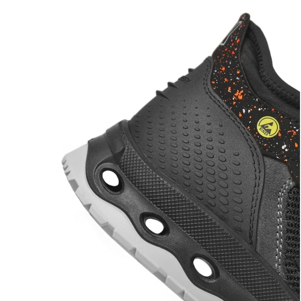 Pantofi Exena Earth S1P ESD SRC - rezistent la abraziune, Energy, PU 2D, Insiretare prin perforatii consolidate cu capse metalice