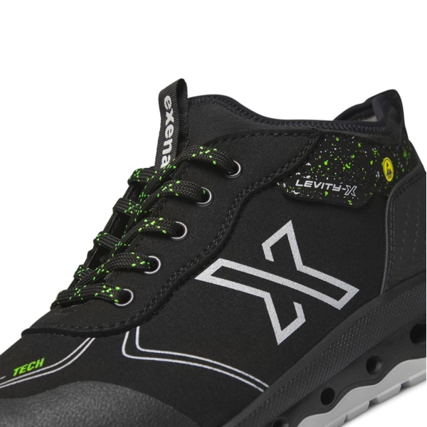 Pantofi Exena Moon S3 ESD SRC - rezistent la abraziune, Energy, PU 2D, Insiretare prin perforatii consolidate cu capse metalice