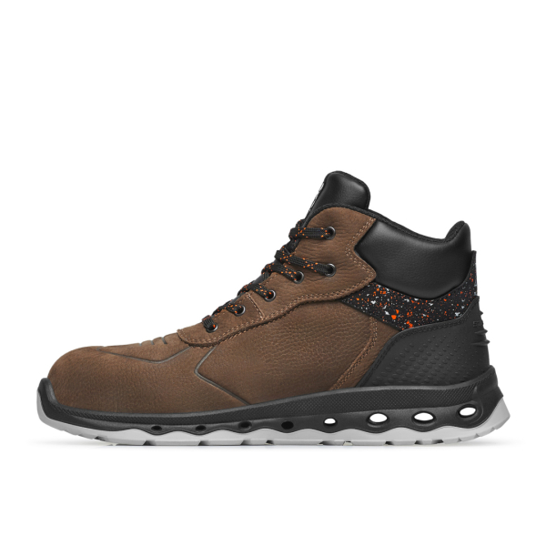 Bocanci Exena Uranus S3 ESD SRC din material rezistent la abraziune cu tehnologie Energy PU 2D și limbă tip burduf dublată cu material spongios.