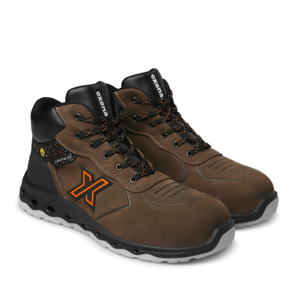 Bocanci Exena Uranus S3 ESD SRC din material rezistent la abraziune cu tehnologie Energy PU 2D și limbă tip burduf dublată cu material spongios.