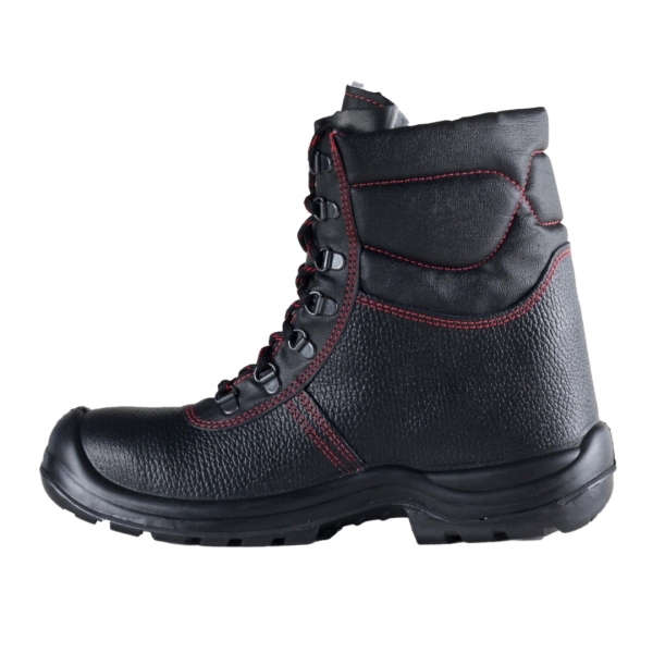Bocanci Sirin Paltinu S3 CI SRC with synthetic fur, abrasion resistant, PU 2D material, bellows type - doubled with spongy material, and lacing through perforations consolidated with metal staples.