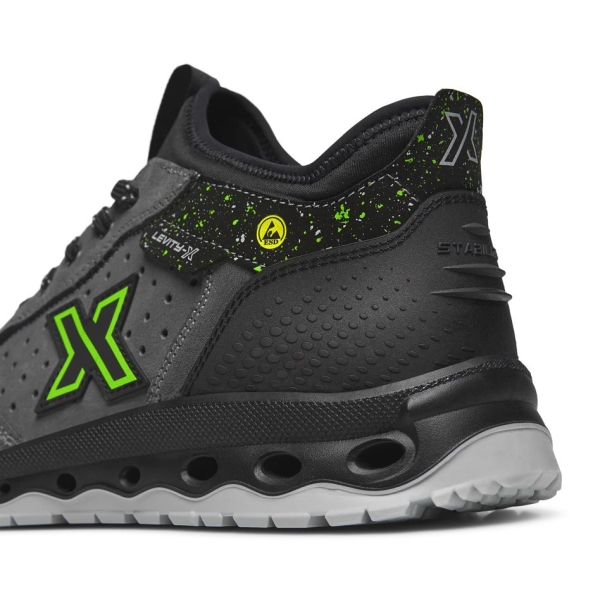 Pantofi Exena Neptune S1P ESD SRC, rezistent la abraziune, Energy PU 2D, Închidere, Insiretare prin perforatii consolidate cu capse metalice