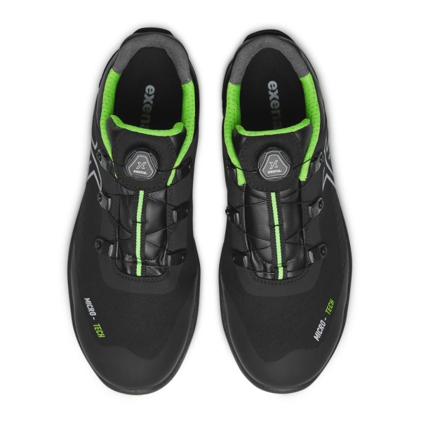 Pantofi Exena Race S3 ESD SRC - sintetic, PU 2D, tip burduf, înșiretare prin perforații consolidate cu capse nemetalice.