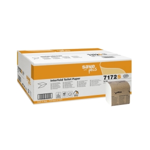 Hartie igienica, pliata, din fibra reciclata,  2 straturi, dimensiunea portiei 10x21 cm, 225 portii/pachet, 40 pachete/bax