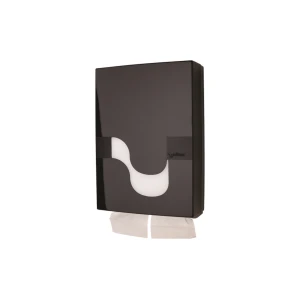 Dispenser hartie igienica pliata, 2 rezerve de hartie, Megamini Double, culoare neagra