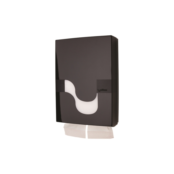 Dispenser hartie igienica pliata, 2 rezerve de hartie, Megamini Double, culoare neagra