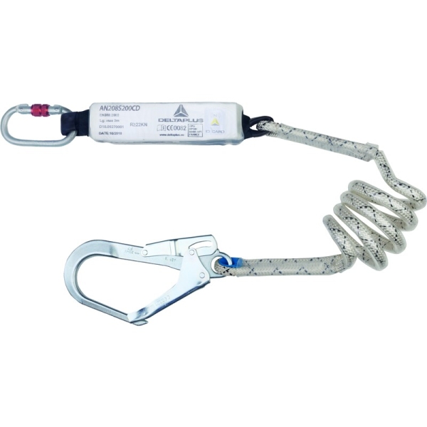 Șnur de absorbție a energiei din frânghie împletită cu teacă termoformabilă - Oțel, Poliamidă, Poliester, culoare Alb-Negru