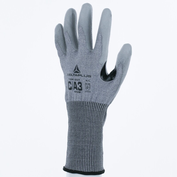 Mănușă tricotată cu strat protector - SOFTnocut - PU - Calibru : 15, culori: Gri