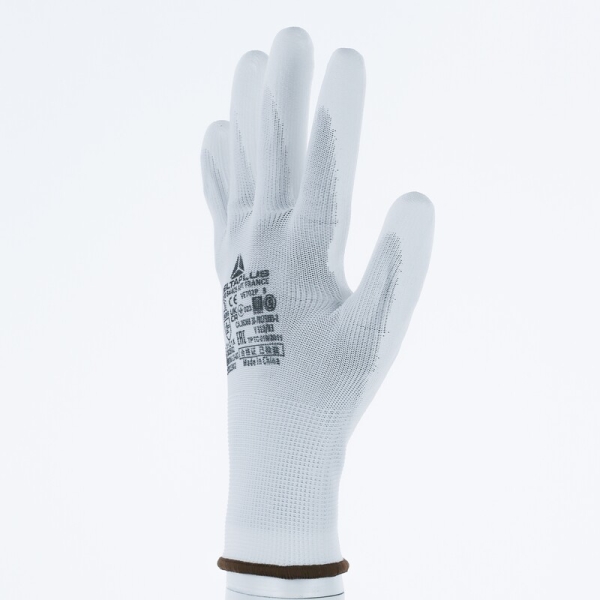 Mănușă tricotată cu strat protector - Poliester - PU - Calibru : 13, culori: Alb