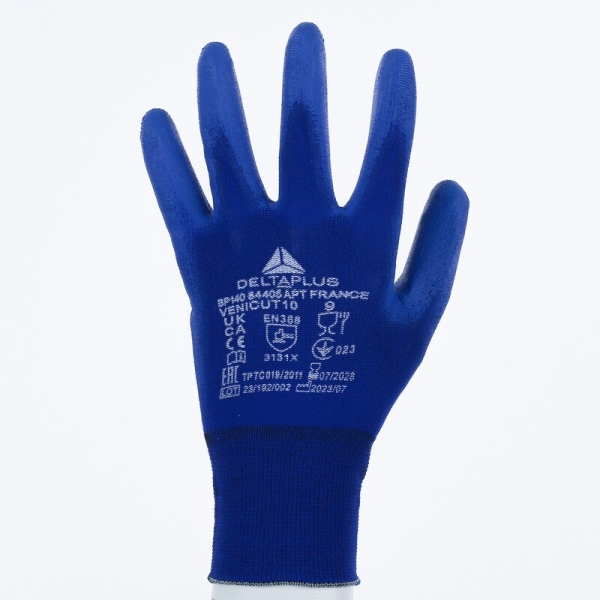 Mănușă tricotată cu strat protector - Poliamidă - PU - Calibru : 15, culori: Albastru