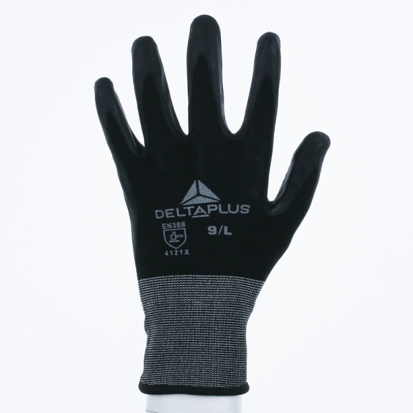 Mănușă tricotată cu strat protector - Poliester, Spandex - Spumă de nitril - Calibru : 15, culori: Negru