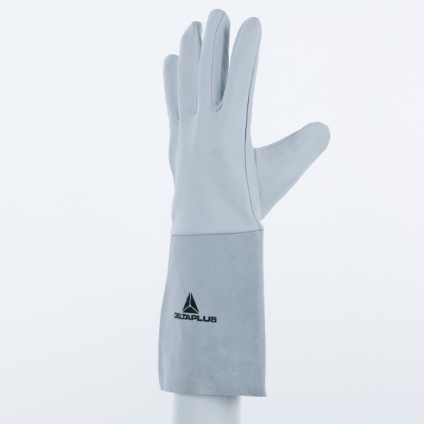 Mănușă preformată palmă piele/dos piele - Capră - Lungime :  350   mm , culoare Gri