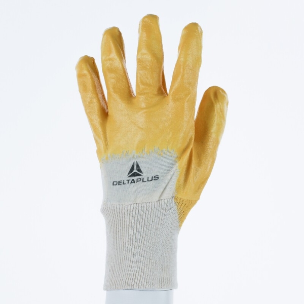 Mănușă preformată cu strat protector - Bumbac - Motive din nitril, culori: Galben