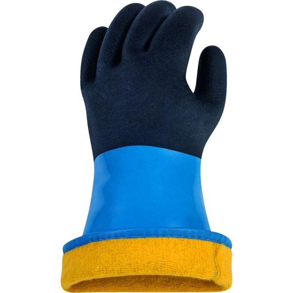 Mănușă impermeabilă cu fixare - Acril - Strat dublu de nitril/PVC - Calibru : 10 - Lungime :  300   mm , culori: Albastru