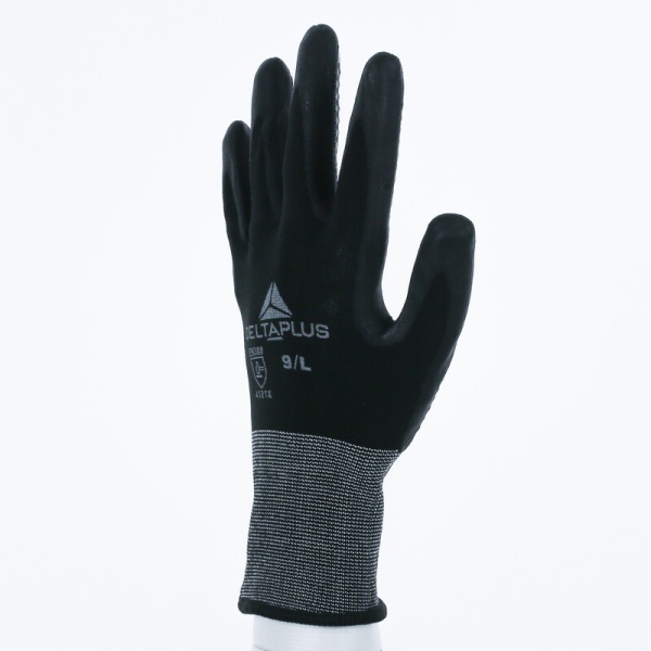 Mănușă tricotată cu strat protector - Poliester, Spandex - Spumă de nitril - Calibru : 15, culori: Negru