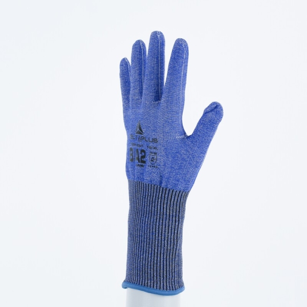 Mănușă tricotată fără strat protector - SOFTnocut - Calibru : 15, culori: Albastru-Alb