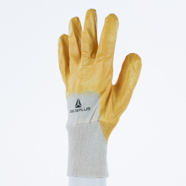 Mănușă preformată cu strat protector - Bumbac - Motive din nitril, culori: Galben
