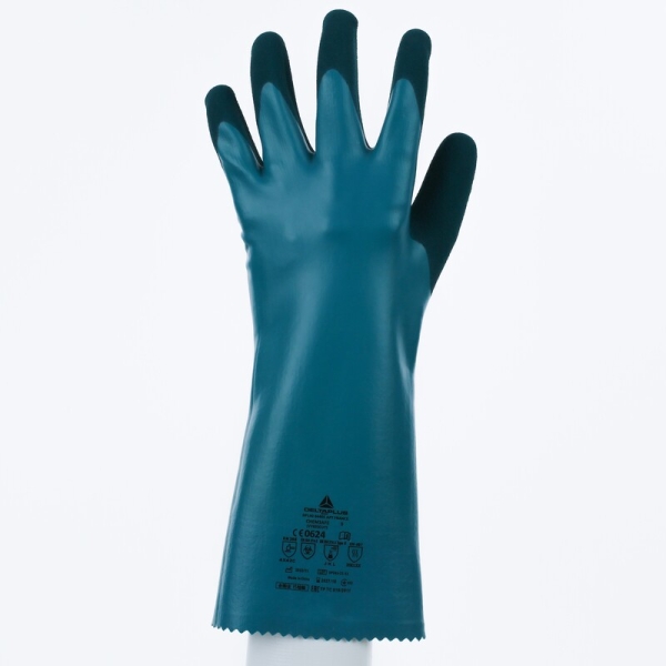 Mănușă impermeabilă cu fixare - Fibră de sticlă, HDPE, Poliamidă - Calibru : 18 - Lungime :  340   mm , culori: Verde