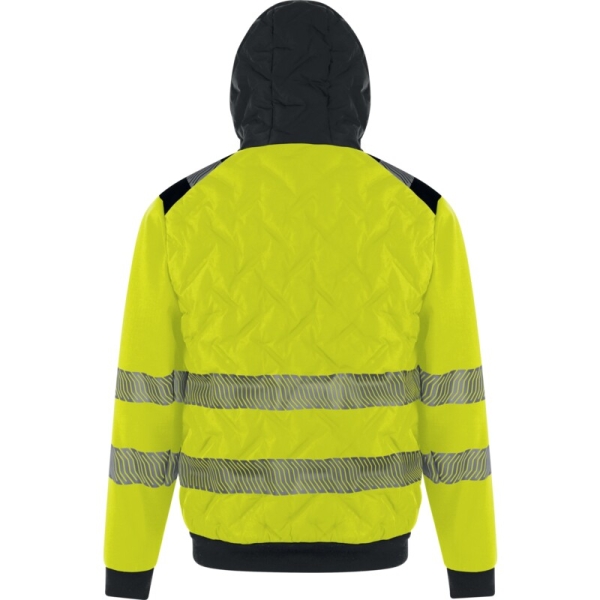 Jachetă de puf hidrofugă de înaltă vizibilitate -  Pânză - 100% poliester reciclat - Membrană TPU | Softshell - 100% poliester reciclat - Membrană TPU, 3 straturi laminate | Căptuşeală: Tafta - 100% poliester reciclat, culori: Galben fluorescent-Negru, Portocaliu Fluo-Negru
