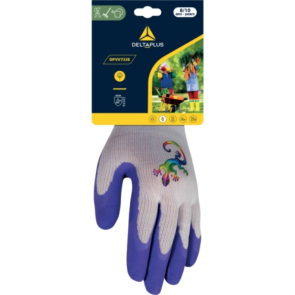 Mănușă tricotată cu strat protector - Poliester - Spumă de latex - Calibru : 13, culoare Alb-Violet