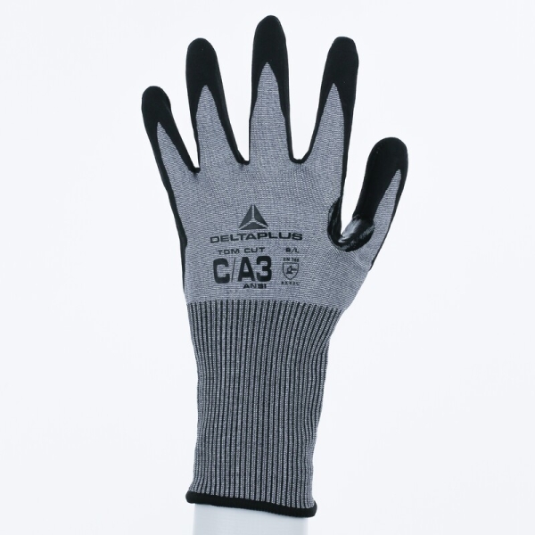 Mănușă tricotată cu strat protector - SOFTnocut - Spumă de nitril - Calibru : 15, culori: Gri-Negru