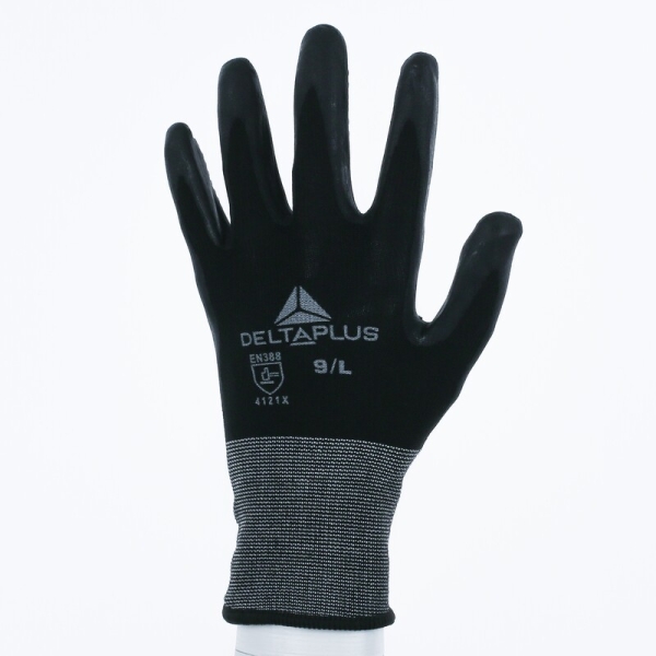 Mănușă tricotată cu strat protector - Poliester, Spandex - Spumă de nitril - Calibru : 15, culori: Negru