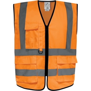 Vestă de avertizare de înaltă vizibilitate -  Tricotaj - 100% poliester reciclat | Plasă - 100% poliester reciclat, culori: Portocaliu fluorescent