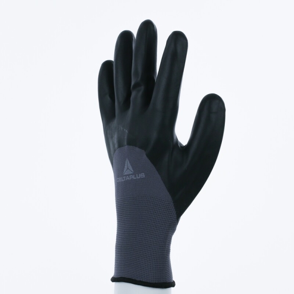 Mănușă tricotată cu strat protector - Poliamidă - Strat dublu de nitril - Calibru : 13, culori: Negru