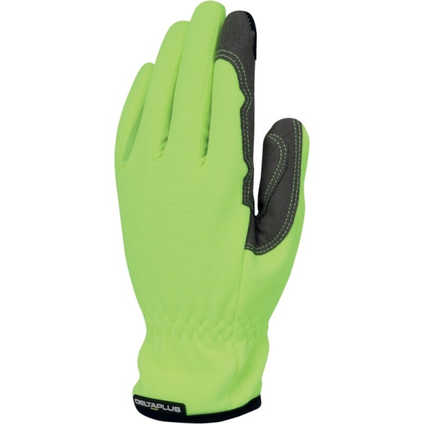 Mănușă preformată palmă material textil/dos material textil - Poliester, Spandex, culori: Galben-Gri