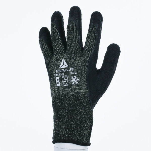 Mănușă tricotată cu strat protector - Aramidă - Latex texturat aderent - Calibru : 10, culori: Negru