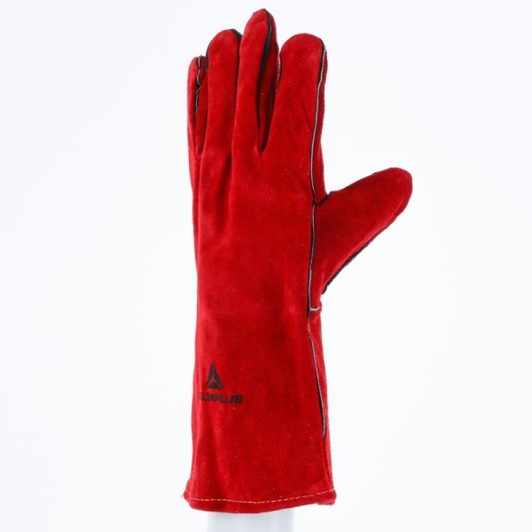 Mănușă preformată palmă piele/dos piele - Bovină - Lungime :  350   mm , culoare Roșu