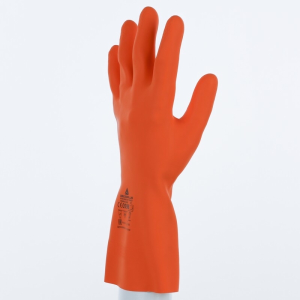 Mănușă impermeabilă fără fixare, cu material polar - Latex cu motiv ștanțat - Lungime :  300   mm , culori: Portocaliu