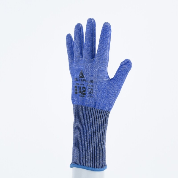 Mănușă tricotată fără strat protector - SOFTnocut - Calibru : 15, culori: Albastru-Alb