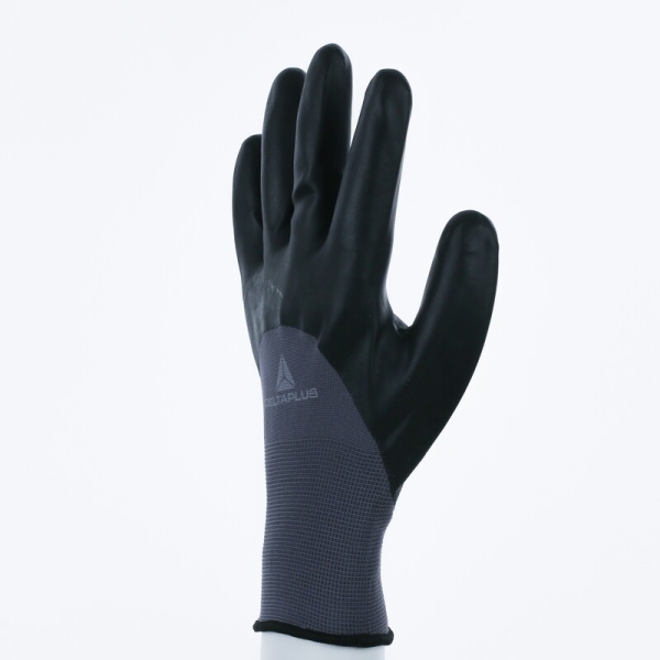 Mănușă tricotată cu strat protector - Poliamidă - Strat dublu de nitril - Calibru : 13, culori: Negru