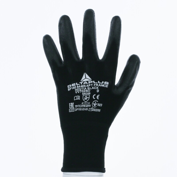 Mănușă tricotată cu strat protector - Poliamidă - PU - Calibru : 15, culori: Negru