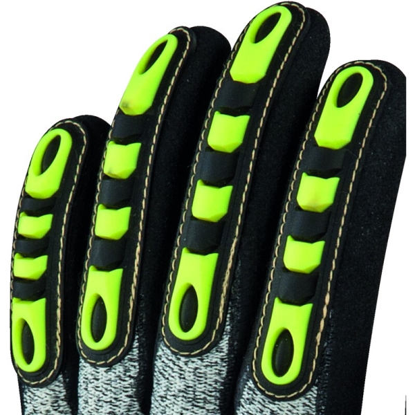 Mănușă tricotată cu strat protector - Aramidă, HDPE - Strat dublu de nitril - Calibru : 13, culori: Galben-Gri-Negru