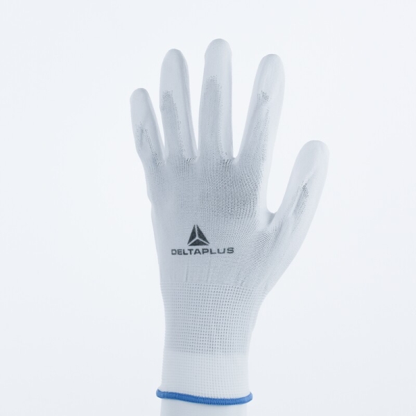 Mănușă tricotată cu strat protector - Poliamidă - PU - Calibru : 13, culori: Alb