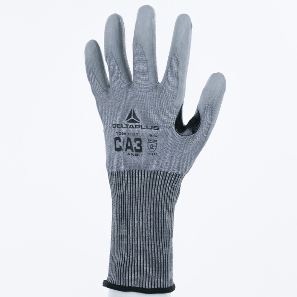 Mănușă tricotată cu strat protector - SOFTnocut - PU - Calibru : 15, culori: Gri