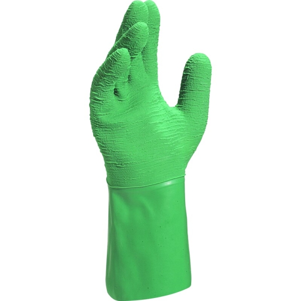 Mănușă impermeabilă cu fixare - Bumbac - Latex texturat aderent - Lungime :  300   mm , culori: Verde