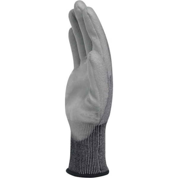 Mănușă tricotată cu strat protector - Poliester, Spandex, Fibră de oțel inoxidabil - PU - Calibru : 18 - Pungă de 3, culori: Gri