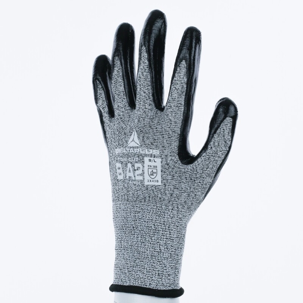 Mănușă tricotată cu strat protector - Econocut - Nitril neted - Calibru : 13 - Pungă de 3, culori: Gri-Negru